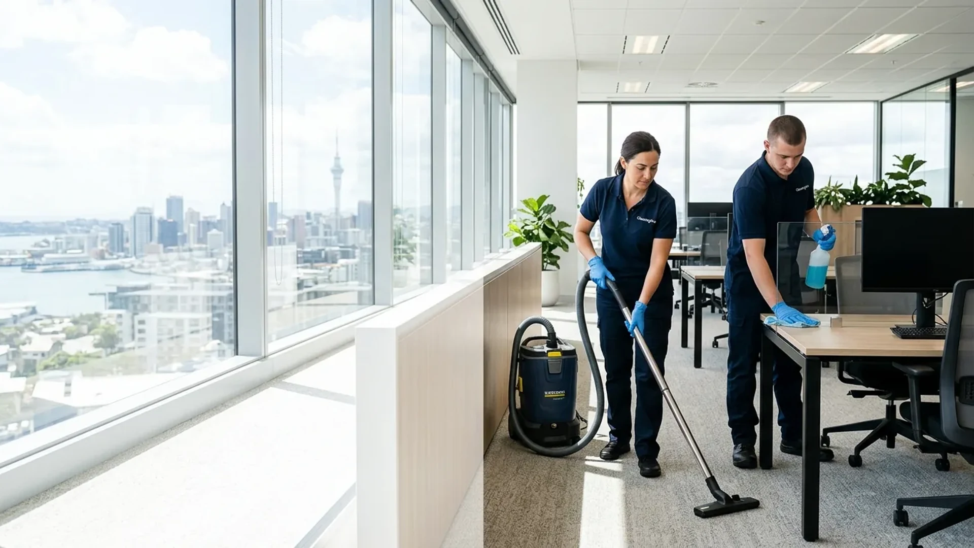 Commercial cleaning service scene