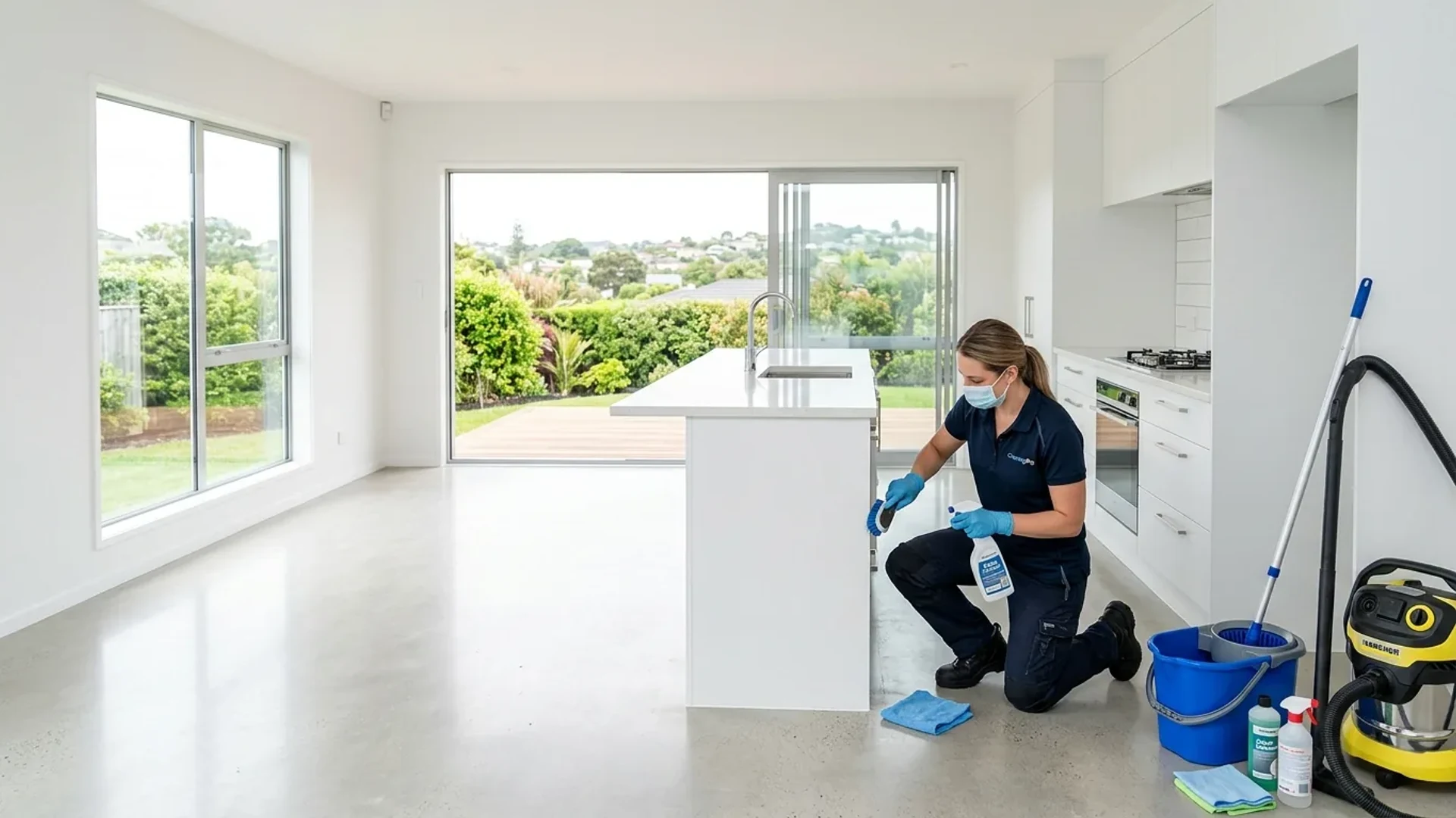 Residential cleaning service scene
