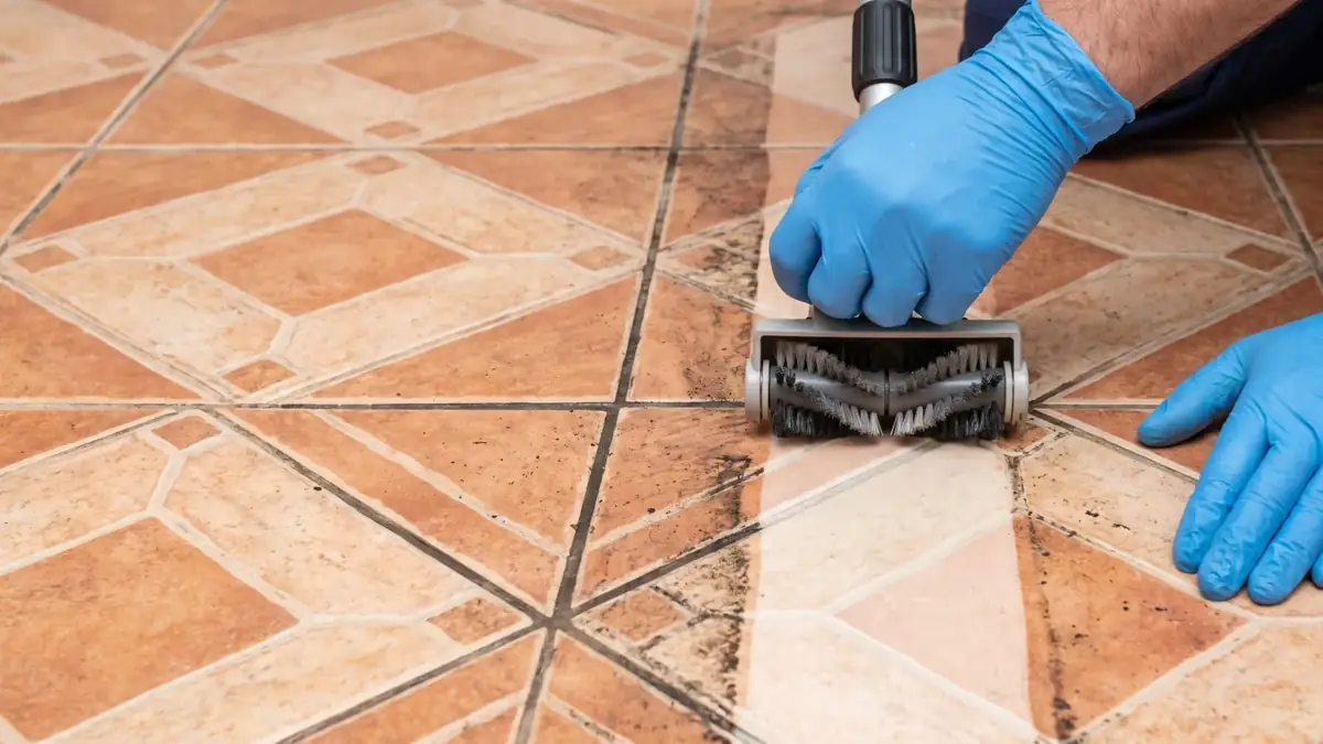 Tile & grout cleaning service scene